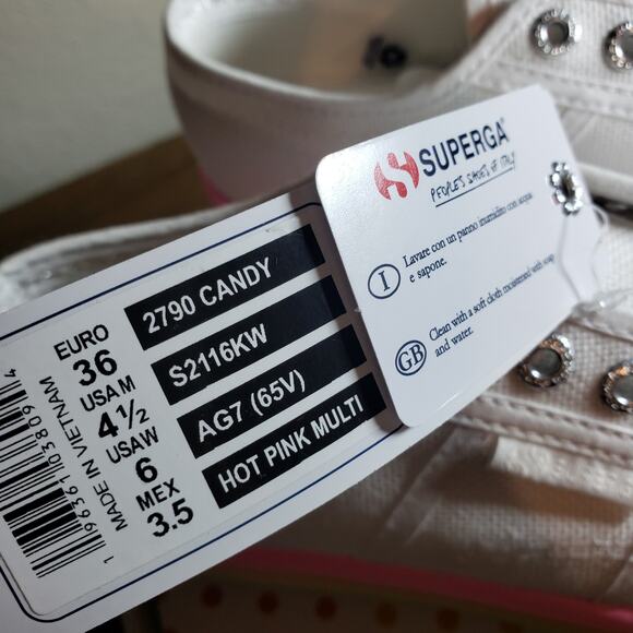 SUPERGA 2790 Candy Sneaker in Hot Pink Multi 6/36 Rainbow‎ Platform Shoes - Picture 11 of 14